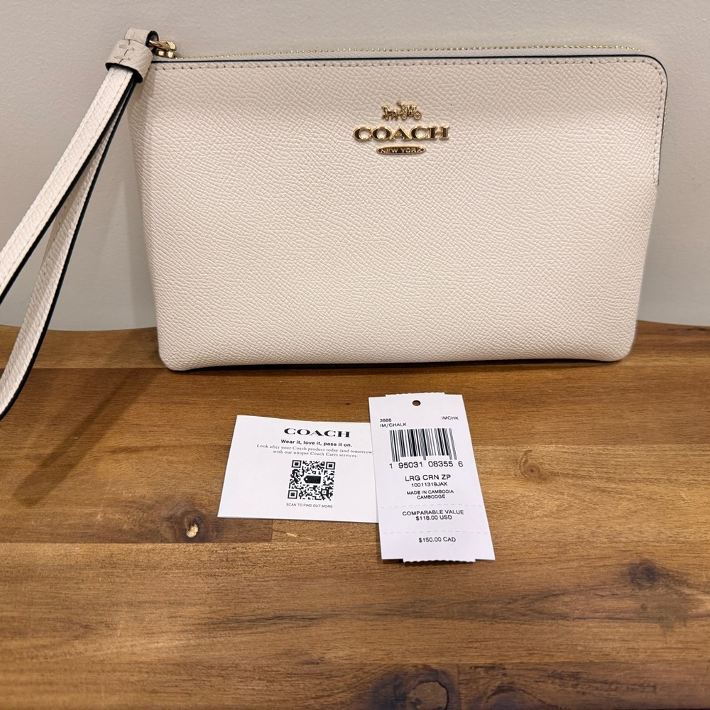 Coach Cream Wristlet Clutch